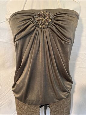 Studio Y Metallic Brown Strapless Camisole with Beaded Medallion